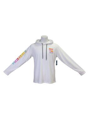Surf Style Womens White Hooded Long Sleeve Graphic Shirt Size XL
